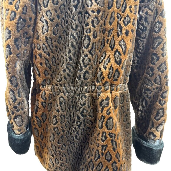 Vintage Pedestal Faux-Fur Leopard Coat with Oversized Shawl Collar/Hood - Picture 9 of 12
